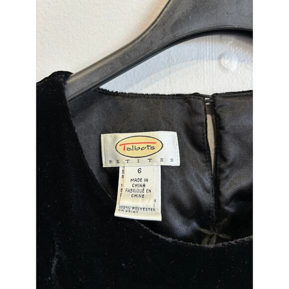 Talbots Black Velvet Top Blouse Womens Peties 6 Embellished Silk Blend Vintage - Picture 3 of 6